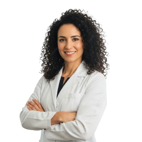 Veterinary professional wearing a white coat